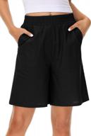 comfortable and stylish: kancy kole women's cotton linen bermuda shorts with elastic waist and pockets logo