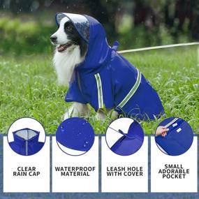 img 3 attached to Premium Waterproof Large Dog Raincoat with Reflective Strip & Leash Hole - Adjustable 🐶 Pet Rain Poncho Jacket with Hood - Perfect Slicker for Medium to Large Dogs (2XL, Blue)