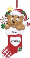 personalized christmas ornaments 2022 – polyresin custom stocking bear ornament for xmas tree decorations logo