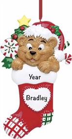 img 4 attached to Personalized Christmas Ornaments 2022 – Polyresin Custom Stocking Bear Ornament For Xmas Tree Decorations