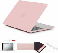 rose quartz a1707/a1990 compatible macbook pro 15 inch 2016-2018 hard case with touch bar, sleeve, keyboard cover, screen protector & dust plug - se7enline logo