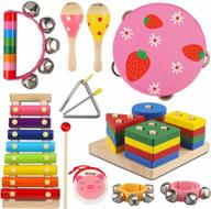 wooden musical instruments for baby girls - xylophone, maracas, and rattles shakers, perfect learning and education toys for toddlers 6-18 months old logo