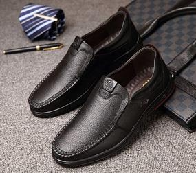img 3 attached to Men'S Casual Leather Slip-On Business Shoes Comfort Fashion Driving Loafers For Men