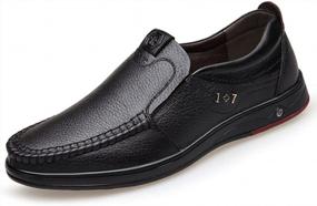 img 4 attached to Men'S Casual Leather Slip-On Business Shoes Comfort Fashion Driving Loafers For Men
