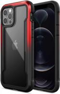 raptic shield case for iphone 12 & 12 pro - shock absorbing protection, durable aluminum frame, 10ft drop tested, fits iphone 12 & 12 pro (black & red) логотип