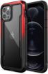 raptic shield case for iphone 12 & 12 pro - shock absorbing protection, durable aluminum frame, 10ft drop tested, fits iphone 12 & 12 pro (black & red) logo