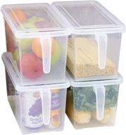 set of 4 plastic storage containers: stackable, refrigerator-safe organizers for fruits, vegetables, meat & eggs! logo