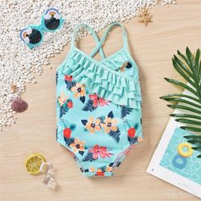 img 2 attached to 👶 Cute & Comfy Baby Girls Swimsuit: 2-Piece Tankini Bathing Suit for Toddler Girls - Adorable Infant & Little Kids Beach Outfit