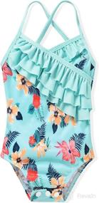 img 4 attached to 👶 Cute & Comfy Baby Girls Swimsuit: 2-Piece Tankini Bathing Suit for Toddler Girls - Adorable Infant & Little Kids Beach Outfit