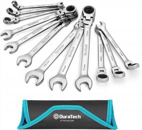 img 4 attached to Get The Job Done With DURATECH Flex-Head Ratcheting Wrench Set - 12-Piece Metric Set With Rolling Pouch