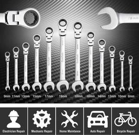img 3 attached to Get The Job Done With DURATECH Flex-Head Ratcheting Wrench Set - 12-Piece Metric Set With Rolling Pouch