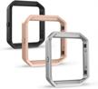 upgrade your fitbit blaze with simpeak's stainless steel metal frame, pack of 3 in black, silver, and rose gold logo