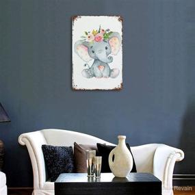 img 2 attached to 🌸 Pink and Gray Floral Elephant Tin Sign: Unique Metal Wall Decor for Home Bar, Nursery, and More - 8x5.5 Inch