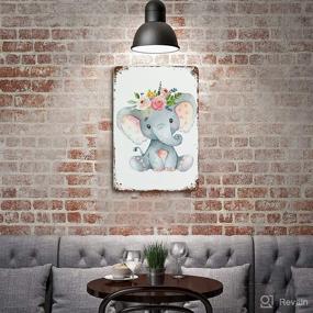 img 1 attached to 🌸 Pink and Gray Floral Elephant Tin Sign: Unique Metal Wall Decor for Home Bar, Nursery, and More - 8x5.5 Inch
