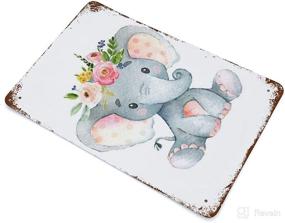 img 3 attached to 🌸 Pink and Gray Floral Elephant Tin Sign: Unique Metal Wall Decor for Home Bar, Nursery, and More - 8x5.5 Inch
