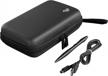 black carry case with large stylus and charging cable for nintendo 2ds xl/3ds xl logo
