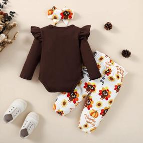img 3 attached to Комплект одежды для девочки на День Благодарения: комбинезон Mikrdoo с длинными рукавами и штанами для новорожденных, малышей и младенцев