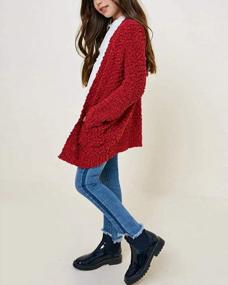 img 3 attached to Girls Cardigan Sweater Coat With Pockets - Imily Bela Popcorn Knit Long Sleeve Open Front