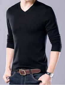 img 1 attached to Yeokou Men'S Casual Slim V Neck Winter Wool Cashmere Pullover Jumper Sweater