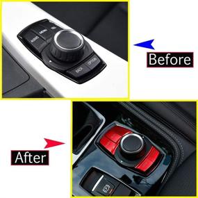 img 1 attached to 🔴 Red Aluminum Alloy Multimedia Button iDrive Controller Frame Decoration Sticker Cover for BMW 1/2/3/3GT/4/X1/X3 Series