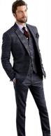 men's grey & blue houndstooth tweed wool blend tuxedo 3 piece suit - slim fit vintage groom formal logo