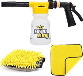 img 4 attached to Ultimate Foam King Car Wash Sprayer Bundle - Complete with Microfiber Wash Mitt & Detailing Towel - Hassle-free, Scratch-free Cleaning - Attaches to Garden Hose - Foam Cannon Car Washing Kit
