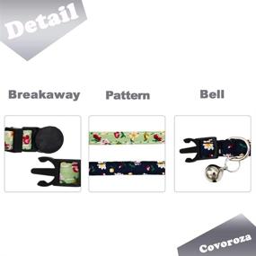 img 1 attached to 🌸 Covoroza Pack of 2 Breakaway Cat Collars with Flower, Bell & Adjustable Buckle - Floral Kitten Collars in Green and Navy Blue - Quick Release