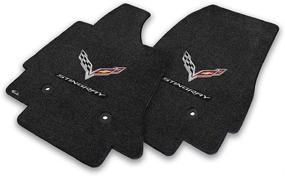 img 1 attached to 🏎️ C7 Corvette Stingray Floor Mats with Flags and Stingray Script - Black