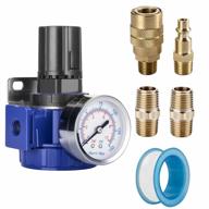 zinc alloy compressed air regulator with 1/2" npt connection, 150 psi copper core gauge and metal bracket - ideal for air compressors and pneumatic tools by nanpu logo
