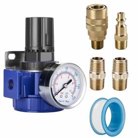img 4 attached to Zinc Alloy Compressed Air Regulator With 1/2" NPT Connection, 150 Psi Copper Core Gauge And Metal Bracket - Ideal For Air Compressors And Pneumatic Tools By NANPU