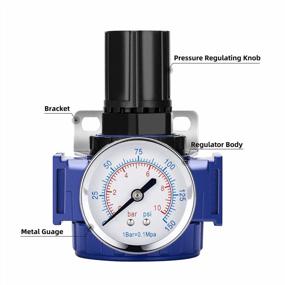 img 1 attached to Zinc Alloy Compressed Air Regulator With 1/2" NPT Connection, 150 Psi Copper Core Gauge And Metal Bracket - Ideal For Air Compressors And Pneumatic Tools By NANPU