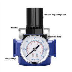 img 1 attached to Регулятор сжатого воздуха из цинкового сплава с соединением 1/2 "NPT, манометром с медным сердечником 150 фунтов на квадратный дюйм и металлическим кронштейном - идеально подходит для воздушных компрессоров и пневматических инструментов от NANPU