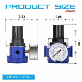 img 3 attached to Zinc Alloy Compressed Air Regulator With 1/2" NPT Connection, 150 Psi Copper Core Gauge And Metal Bracket - Ideal For Air Compressors And Pneumatic Tools By NANPU