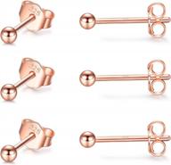 stylish koorasy silver and rose gold ball earring set for tragus and cartilage - 3 pairs of tiny 2mm studs for women and men logo