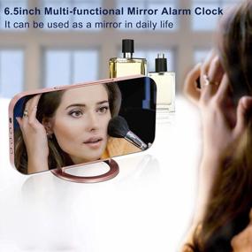 img 3 attached to SZELAM LED Mirror Digital Alarm Clock With Dual USB Charger Ports, Auto Dim, Snooze Mode For Bedroom, Modern Desk/Wall Electronic Clock For Women & Teens - Rose Gold