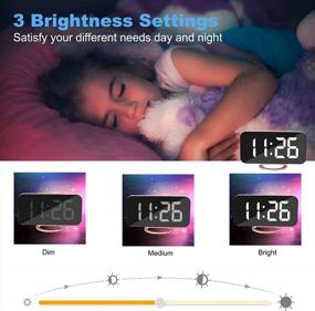 img 2 attached to SZELAM LED Mirror Digital Alarm Clock With Dual USB Charger Ports, Auto Dim, Snooze Mode For Bedroom, Modern Desk/Wall Electronic Clock For Women & Teens - Rose Gold