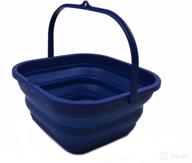 🪣 sammart 5.5l (1.4 gallon) collapsible square handy bucket / foldable square water pail / portable tub with handle - royal blue logo