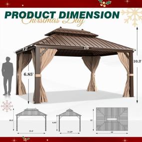 img 2 attached to 12' X 16' Hardtop Gazebo: Galvanized Steel Outdoor Canopy With Double Roof, Aluminum Frame & Netting/Curtains For Garden, Patio, Lawns & Parties