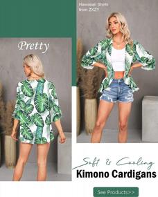 img 2 attached to ZXZY Open Front Kimono Cardigans Casual 3/4 Bell Sleeve Cover Up Blouse Tops For Women
