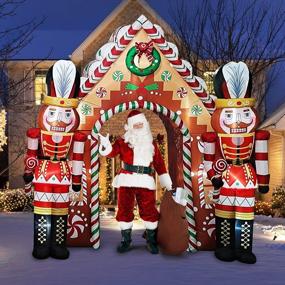 img 3 attached to WBHome 10 Ft Christmas Inflatable Gingerbread Candy House With Nutcrackers Outdoor Decorations, Giant Xmas Blow Up Yard Decor With Built-In LED Light For Lawn Home Party Indoor Outdoor