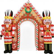 wbhome 10 ft christmas inflatable gingerbread candy house with nutcrackers outdoor decorations, giant xmas blow up yard decor with built-in led light for lawn home party indoor outdoor logo