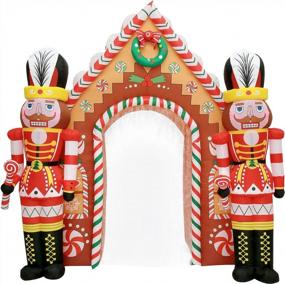 img 4 attached to WBHome 10 Ft Christmas Inflatable Gingerbread Candy House With Nutcrackers Outdoor Decorations, Giant Xmas Blow Up Yard Decor With Built-In LED Light For Lawn Home Party Indoor Outdoor