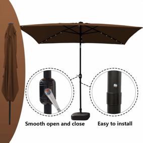 img 2 attached to 🌞 Brown SUNLAX LED Solar Powered Lights Rectangle Patio Umbrella - 6.5x10ft Market Table Umbrella