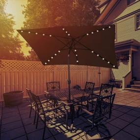 img 4 attached to 🌞 Brown SUNLAX LED Solar Powered Lights Rectangle Patio Umbrella - 6.5x10ft Market Table Umbrella