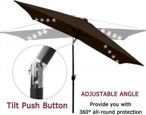 img 1 attached to 🌞 Brown SUNLAX LED Solar Powered Lights Rectangle Patio Umbrella - 6.5x10ft Market Table Umbrella