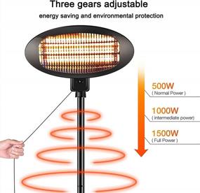 img 1 attached to 500/1000/1500W Electric Outdoor Indoor Halogen Patio Heater - Waterproof Space Heater With Overheat Protection & Tip-Over Shut Off For Courtyard, Garage Use