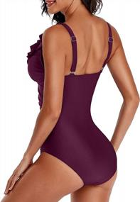 img 2 attached to Holipick Women One Piece Swimsuits Tummy Control Bathing Suit Ruffle V Neck Swimwear Slimming Monokini