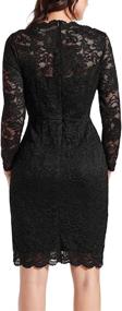 img 3 attached to Elegant Floral Lace Bodycon Pencil Dress For Women, Perfect For Cocktail Parties, Weddings, And Business Meetings -Long Sleeves, Bateau Neck, MSLG 906
