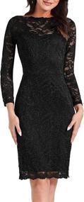 img 4 attached to Elegant Floral Lace Bodycon Pencil Dress For Women, Perfect For Cocktail Parties, Weddings, And Business Meetings -Long Sleeves, Bateau Neck, MSLG 906
