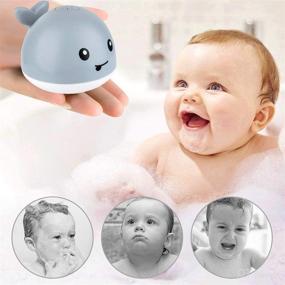 img 2 attached to LED Light Whale Baby Bath Toys, Fountain Spray Water Toy for Toddlers, Pool Playtime with Whale Design, Induction Sprinkler Bathtub Toys for Shower, Bathroom, Swimming Pool - Gray